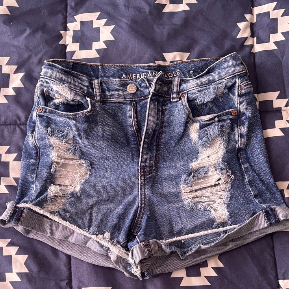 American Eagle Outfitters Distressed Blue Denim Cutoff Shorts